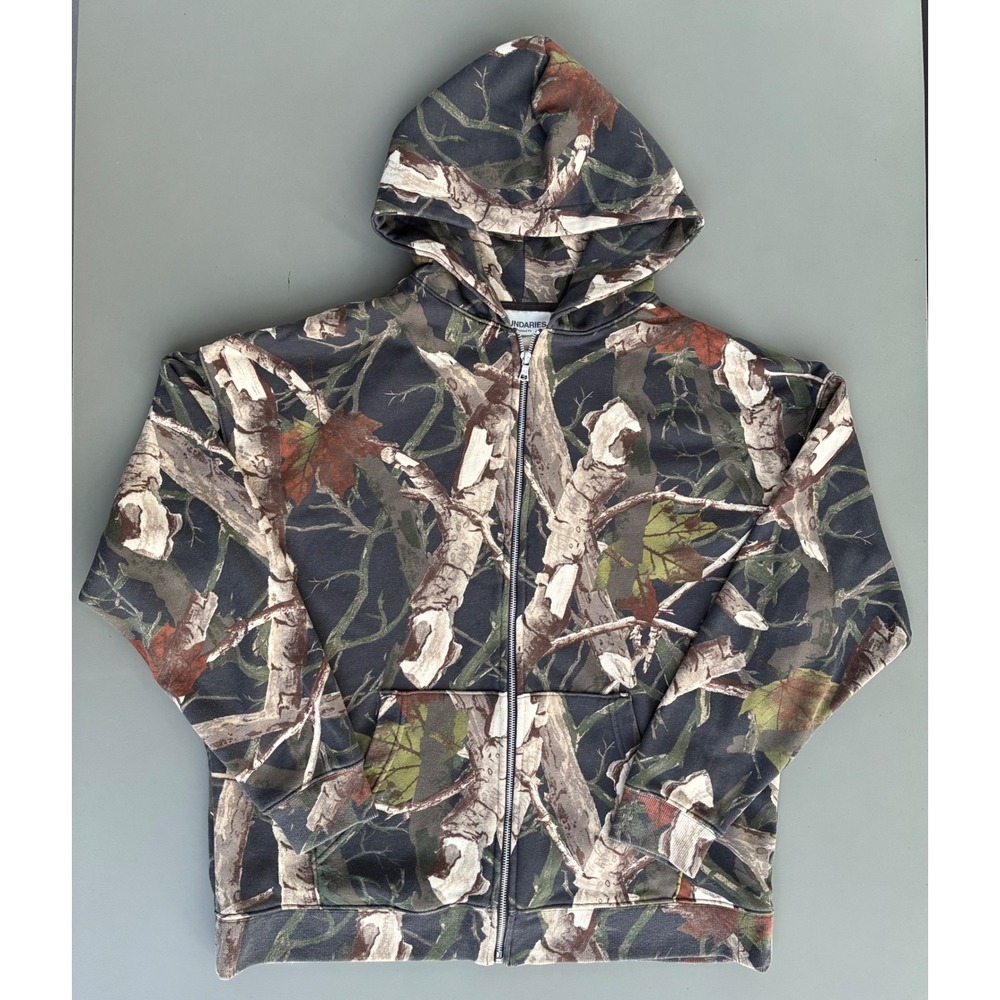 No Boundaries Mens Real Tree Camo Zip Up Hoodie Oversized L Camo Sweatshirt